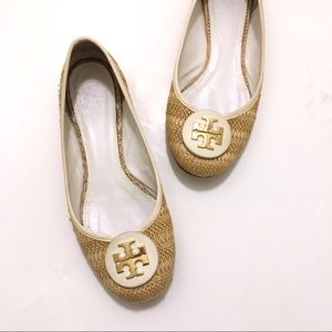 Tory Burch Straw Reva Raffia Flats